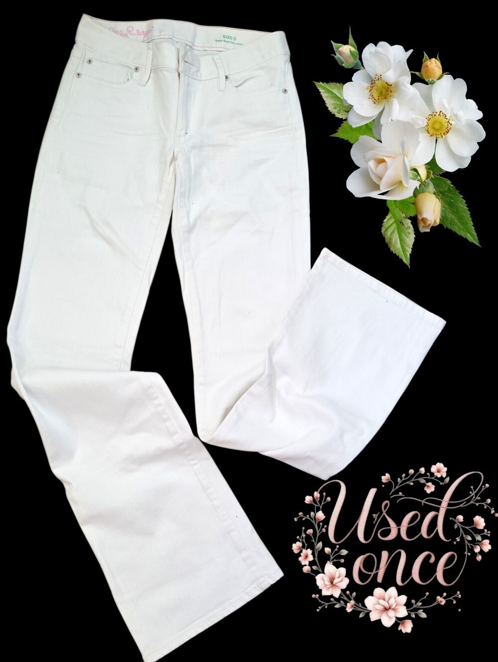 *1700 Babe Boot Cut Jean white pants Women size 0